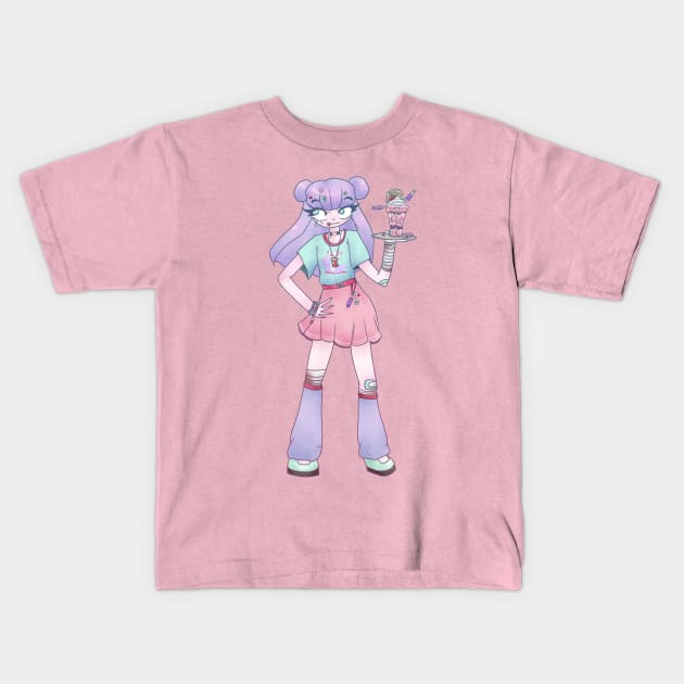 Menhera Girl With Ice Cream Sundae Yamikawaii CreepyCute Kids T-Shirt by nhitori